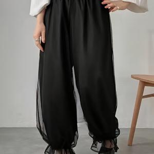 TEMU 특별 개발. 사계절 활용 가능한 블랙 시어 레깅스, 편안한 분위기로 세련된 룩 완성