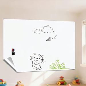TEMU 재사용 가능한 접착식 화이트보드 벽 스티커 1롤, 칠판 겸용 메시지 보드, 자유롭게 낙서할 수 있는 지울 수 있는 화이트보드 필름, 다양한 벽면에 적합, 거실, 사무실, 교실, 침실용 메시지 보드, 벽용 보호 장식/낙서 소프트 화이트보드, 교육, 전문가, 주거 공간에 이상적인 선택