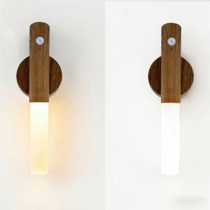 TEMU 2개 월넛 색상 스마트 감지 마그네틱 조명 (인체 동작 센서 야간 조명 포함), USB 충전식 벽 조명 (옷장용), 3단계 밝기 조절, 드릴 불필요, 복도, 침실, 옷장, 계단 및 캐비닛에 적합