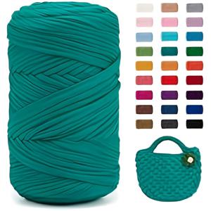 TEMU 녹색 티셔츠 원사, 400g/120m 폴리에스터 리본 원사, 크로셰, DIY 공예, 가정 장식, 가방, 바구니, 카펫 - 두꺼운 크로셰 원사
