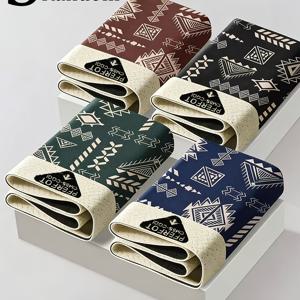 TEMU 남성 프린트 드로즈 - 랜덤 3종 세트 | 기하학적 프린트 패턴, 에스닉 스타일 디자인, 부드럽고 편안함