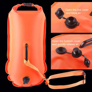 TEMU 두꺼운 더블 에어백 나일론 천 수영 부유백, 28L 대용량, 고품질 보관 가능, 간편한 부풀림 및 공기 배출, 드리프트 및 조정용 고품질 백, 휴대폰 수납 가능