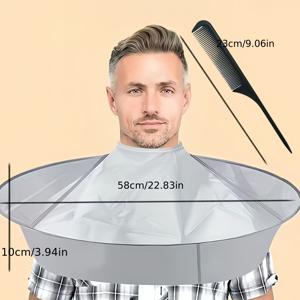 TEMU 헤어 커팅 케이프, 이발사 케이프, 조절 가능한 헤어 커팅 우산, 접이식 헤어 커팅 우산 케이프, 검은색 빗 포함, 성인용, 살롱 및 가정용으로 적합