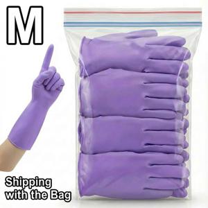 TEMU 보라색 롱 커프스 일회용 장갑 10개입, 12인치(30cm) 연장형 길이, 비닐 니트릴 혼합 합성물, 파우더프리 라텍스프리, 가정 일용품용 내구성 있는 특대형 긴소매, 일반 일상 가사용 방수 양손잡이 핏