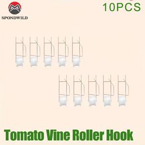 TEMU 8/10/20개입 온실 토마토 롤러 후크 | 스풀 디자인의 흰색 원예 지지 후크, 줄기 파손 방지를 위한 튼튼한 금속 구조, 딸기, 토마토, 오이 & 고추 재배에 이상적 | 브랜드: SPONDWILD