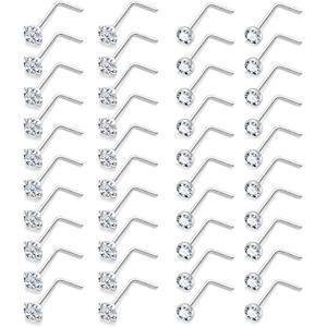 TEMU 여성용 316L 수술 스테인리스 스틸 L자형 코스터드 나사뼈 코링 피어싱 쥬얼리 2mm 40개 세트