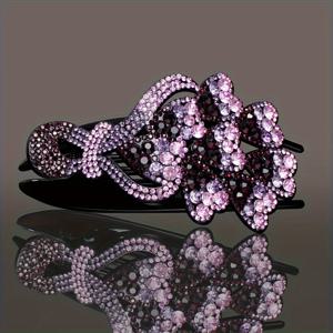 TEMU 1PS 고급 라인스톤 오리발 클립, 머리 뒤 스타일링을 위한 헤어핀, 여성 데일리 업스타일 및 파티 및 댄스에 적합하며 고급스러운 느낌을 주는 제품입니다.