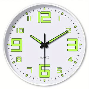 TEMU 콘스탄트플래닛 모던 라운드 벽시계 - 야광 & 무소음 , 숫자 디자인 (배터리 미포함) - 침실, 거실, 사무실용 장식 시계