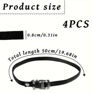 TEMU 4-팩 나일론 자전거 페달 스트랩 - 야외 사이클링 및 실내 고정 운동 스핀 자전거용 조절 가능한 발가락 클립, 자전거 페달 보안을 위한 내구성 있는 페달 스트랩 세트