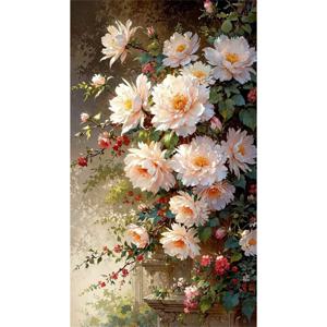 TEMU 우아한 5D 풀 페인팅 키트 - 화려한 모란 & 꽃 디자인 | 캔버스에 라운드 | 액자 없는 벽 예술, 홈 & 오피스 장식용 | 15.75x27.56 인치 | 이상적인 선물