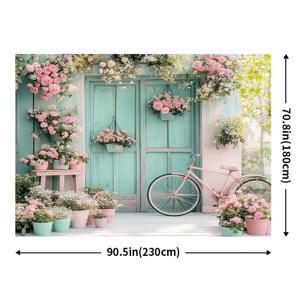 TEMU 핑크 & 그린 꽃무늬가 있는 봄 정원 풍경 벽 태피스트리 1개 - 100% 폴리에스터, 홈 데코, 방 장식, 파티 배경, 실내/외부 사용에 완벽, 야외 정원 장식