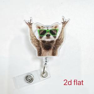 TEMU 귀여운 힙합 너구리 2D 1개, 아크릴 소재 및 튼튼한 나일론 코드로 제작된 접이식 배지 홀더, 이름표 클립, 사무실 간호사, 학생, 의사, 등록 간호사, LPNs, 의료 보조 직원에게 적합, 선물, 팀 선물