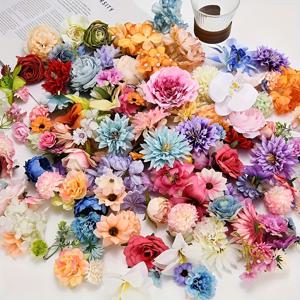 TEMU 22개, 시뮬레이션 꽃 머리 세트, 인공 장미 머리, 꽃, 색상, 크기, 종류, 꽃 화환, 결혼식, 신부, 파티, 홈