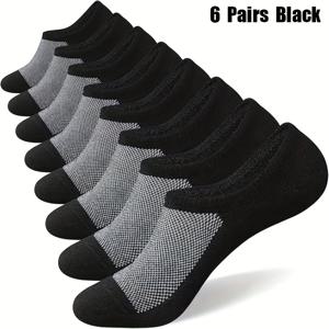 TEMU 남성용 경량 통기성 보트 양말 6켤레 세트 (봄/여름용), 편안함과 흡습성을 위해 디자인, 로우탑 및 투명 스타일