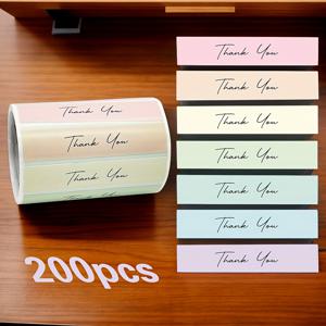 TEMU 파스텔 색상의 감사 스티커 200롤 - 다양한 색상, 사무용품, 휴일 선물, 봉투 장식 및 선물 태그 스티커에 적합 | 플로우 아웃 디자인 | 장식 라벨, 마카롱 색상의 귀여운 스티커
