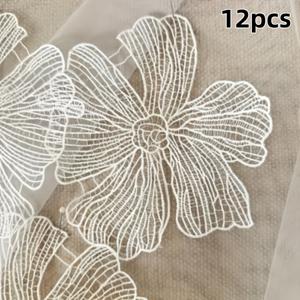 TEMU 12개 우아한 화이트 레이스 꽃 아플리케, 정교한 밀크 섬유 패브릭 라미네이트 시트, 섬세한 플로럴 장식 천 패치, 지갑 공예, 가방 장식 및 웨딩 드레스에 적합