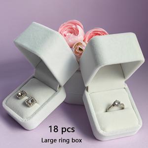 TEMU 18개 고급 벨벳 주얼리 보관함 세트, 선물 상자, 고급 커플 반지 보관함, 귀걸이 보관함, 둥근 모서리의 부드러운 소재, 튼튼하고 내구성이 뛰어난 주얼리 보관함, 넉넉한 공간의 반지 보관함, 먼지 방지 주얼리 정리함