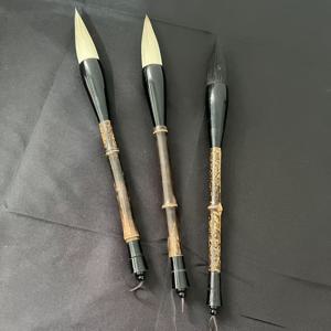 TEMU 전문가용 약등급 족제비털/사벨털/혼합등급 수묵 서예용 붓 3종 세트 - 묵종필, 비녀꽃 소정체, 중국 전통화 정교한 스타일, 경전 필사용 | 초보자용 부드러운 붓 스타터 도구 | 고급 수공예 문화 및 비즈니스 선물