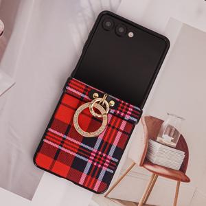 TEMU 휴대폰 케이스 - 고급스러운 투톤 합성 인조 가죽 케이스, 인조 장식 링 버클 장식, 삼성 갤럭시 Z 플립 시리즈 휴대폰용으로 디자인 (Z Flip 6, Z Flip 5, Z Flip 4, Z Flip 3 5G 모델 포함)