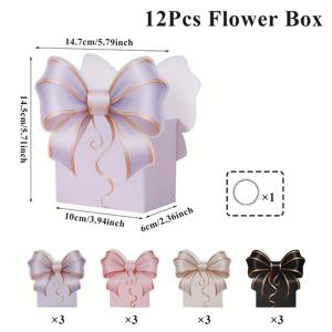 TEMU 그녀/남자를 위한 선물 세트 12개, 블랙, 화이트, 퍼플, 핑크 색상의 리본 장식 종이 꽃 상자, 생일 파티, 결혼식 행사, 베이비 샤워, 테마 파티에 이상적, 선물 포장에 완벽