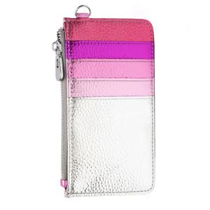 TEMU 럭셔리 패션 메탈릭 컬러풀 PU 비건 슬림 카드 홀더 슬링 벨트 지퍼 클로저 코인 퍼스 RFID 지갑 여성용 휴대용 데일리 출퇴근 휴가용