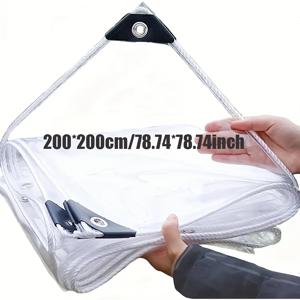 TEMU 10밀 투명 PVC 두꺼운 내구성 방수 천, 가을 캠핑 필수 액세서리, RV, 테라스, 현관, 야외 보트에 적합, 수영장 보호 커버로도 사용 가능