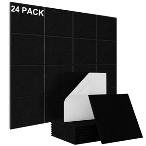 TEMU 24개 자가 접착 방음 패널, 30x30x0.9cm, 사각형 방음 벽 패널, 소음 감소 및 흡음, 녹음실, 홈시어터, 사무실, 침실, 게임룸에 적합, 방음 벽 패널, 방음 벽 패널