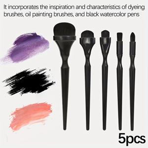 TEMU 2/3/5개 인체공학적 손잡이 렌더링 브러쉬 세트 - 블랙 플라스틱 유화, 수채화, 잉크 워시, 숯, 초크, 파스텔, 엠보싱 브러쉬, 인체공학적 그립, 정밀 제어를 위한 내구성 플라스틱 손잡이