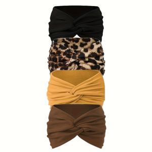 TEMU 여성용 헤어밴드 4개 세트, 스타일리시한 미끄럼 방지 헤어밴드, 여성용 패브릭 헤어밴드, 신축성 있는 스포츠 헤어밴드