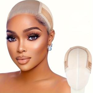 TEMU 1개 헤어큐브 가발 캡, 그립 밴드 포함, 레이스 프론트 가발용 투명 레이스 디자인, 탄성 있는 멜팅 밴드로 딱 맞는 착용감