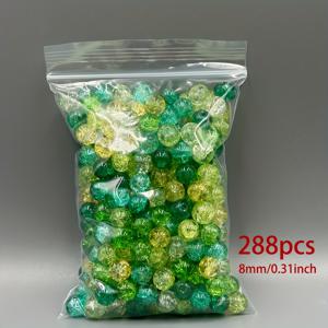 TEMU 288개 최신 8mm 혼합 컬러 유리 구슬, 보라 초록 파랑 빨강 시리즈 DIY 액세서리 제작용, 팔찌 폰 체인 소품, 루즈 비즈