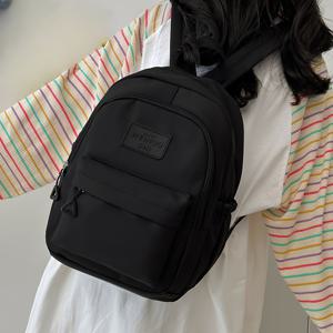TEMU 대용량 단색 백팩 여대생 레터 트렌디 백팩 남학생 중학교 학생 대학 스타일 스쿨백