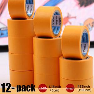 TEMU 3cm 폭, 8롤/12롤 일본식 와시 테이프, 전문가용 페인팅용 오렌지 마스킹 테이프, 페인터스 테이프, 자동차 스프레이 페인팅 보호, 페인트 스프레이 주변 보호 테이프, 미술 공예 DIY, 잔여물 없음
