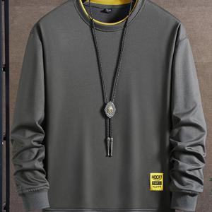 TEMU 남성용 편안하고 트렌디한 스웨트셔츠 - 라운드넥 디자인, 피부 친화적, 리브드 커프, 사계절 착용 가능, 피트니스, 캐주얼, 업무, 여행, 하이킹, 아웃도어 활동, 파티, 휴일 선물