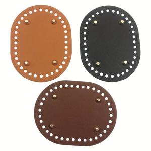 TEMU 타원형 인조 가죽 지갑 받침 3개 세트 (미리 펀칭된 구멍 포함), 코바늘 가방 및 소형 지갑 제작, 지갑 만들기, DIY 지갑 만들기에 적합