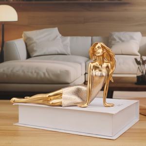 TEMU 우아한 골드 여성 피규어 장식 - 거실, 책상 또는 홈 데코레이션을 위한 모던 아트 조각