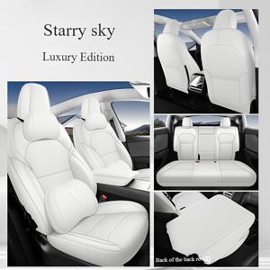 TEMU 테슬라 모델 Y용 5인승 카시트 커버, 통기성 PU 가죽 풀 세트, TSL 시트 쿠션 커버, 테슬라 Y용, 사계절 편안하고 통기성 좋은 카시트 보호 커버