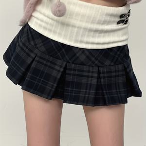 TEMU 양면 웨이스트밴드 컬러 블록 패치워크 격자무늬 칼라지 스타일 캐주얼 한국식 활용도 높은 스커트