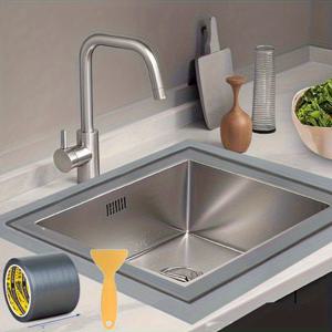 TEMU 초강력 자체 접착식 욕실 변기 밀봉 테이프 2개 세트, 확장형 내마모성 주방 모서리 코킹 스트립, 변기 틈새 덮개 및 미화용