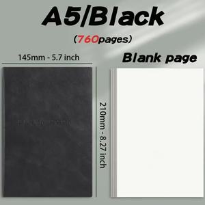 TEMU 1팩 울트라 두꺼운 PU 가죽 노트북 - 730페이지 (3권 묶음), 소프트 커버 광택 빈 페이지, 대학, 미술, 저널링, 비즈니스용 - 컴팩트 & 휴대용 디자인, 북마크 가능한 제본