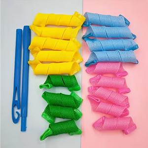 TEMU [매직 헤어 컬러] 20개입 매직 스파이럴 헤어 컬러 세트 | 롱 & 숏 헤어용 무열 컬 DIY 헤어스타일 도구 여성 & 소녀용 무열 헤어 롤러 펌 키트