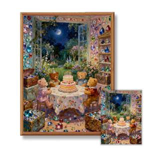 TEMU ZUOANLF, [30x40cm/11.8x15.7인치] [40x50cm/15.7x19.7인치], 11/14CT 십자수 키트, DIY 액자 없는 십자수, 자수 공예 세트, 곰 파티, 패턴 십자수 키트, 랜덤 실꽂이 보드, 거실 현관 침실 장식, 아름다운 예술 작품, 집 꾸미기 예술 선물