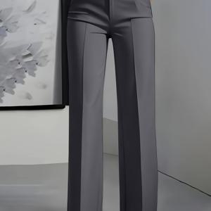 TEMU 여성용 우아한 단색 정장 바지, 포켓 포함, 세탁기 사용 가능, 캐주얼 오피스룩 편안한 착용감, 직장 및 외출에 완벽한 선택