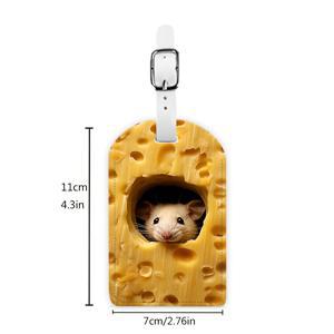 TEMU 치즈 마우스 포스터 패턴 여행용 가방태그 - 내구성 PVC 소재, 고품질 이름 작성 기능, 작업 라벨, 버스 카드, 학생증 홀더, 여행 및 선물에 매우 적합 PU 소재 - 결혼식, 생일, 여행 선물 - 우아한 여행용 가방 식별자, 캐리어, 가방 액세서리, 세련된 액세서리, 고품질 마감, 웨딩 파티