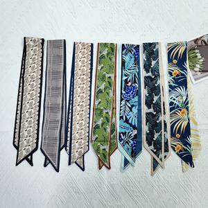 TEMU 인스타 스타일 길쭉한 스카프, 빈티지 프린트, 다용도 헤어밴드/리본/가방끈, 방풍 및 자외선 차단 장식용 스카프