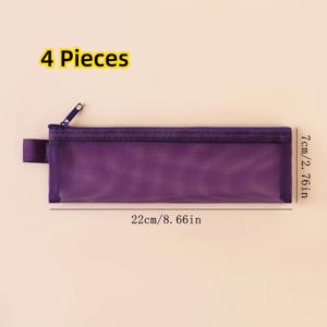 TEMU 4개 세트 휴대용 내구성 나일론 메쉬 메이크업 브러쉬 보관백, 다색상 선택 가능, 투명 시각적, 대용량 립스틱 보관백, 다기능 보관백, 눈썹연필, 메이크업 브러쉬, 여행 필수품, 투명백, 패션 보관함, 가벼운 백, 화장품 가방, 메이크업 애호가, 전문 메이크업 아티스트용