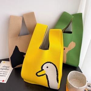 TEMU 3개 세트 니트 폰 손목가방 & 크로스백 - 귀여운 도파민 컬러 프린트 (치킨), 핸드폰/지갑용 소프트 핸드백, 캐주얼 & 일상용 캐리어