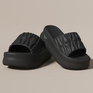 TEMU 여성용 EVA 플랫폼 슬리퍼, 여름용 두꺼운 밑창 단색 소프트 솔 샌들, 신상 여성용 실내/야외 샌들, 패셔너블 아웃도어 비치 파티 하이힐 슬리퍼, 여성 신발, 여성 구두