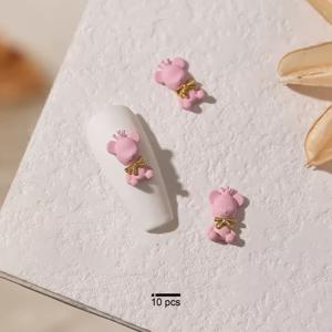 TEMU 귀여운 왕관 곰 네일 장식 10개 세트 - 미니어처 곰 피규어, 네일 아트, 웨딩 크래프트, 동물 테마, 여성용, 웨딩 데코, 네일 장식