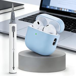 TEMU Airpods Pro 3에 적합한 이어폰 케이스 & 클리닝 펜 2개 세트 (이어폰 케이스 X 1 & 클리닝 펜 X 1), 실리콘 케이스, 순백색 소프트 충격 방지 낙하 방지 보호 커버, 스크래치 방지 이어폰 케이스 클리닝 펜 콤보